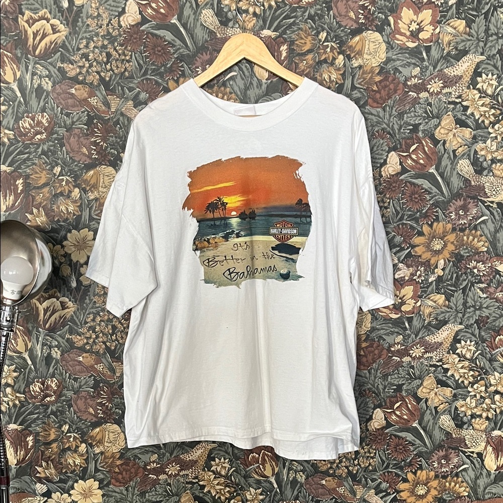 Harley-Davidson Bahamas Nassau Graphic T-Shirt Biker Tee White Size 3XL